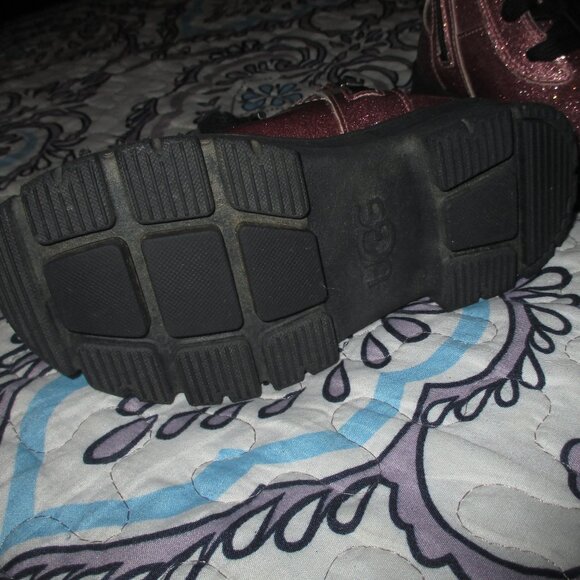 UGG Glittery Pink Kids Combat Boots size 10 toddler - Picture 6 of 8